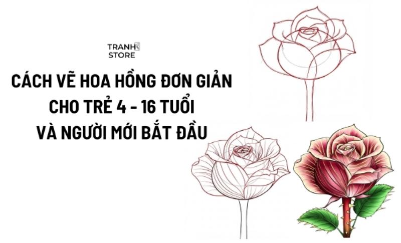 Hình ảnh minh họa cách vẽ bông hoa đơn giản thêm cuống và lá