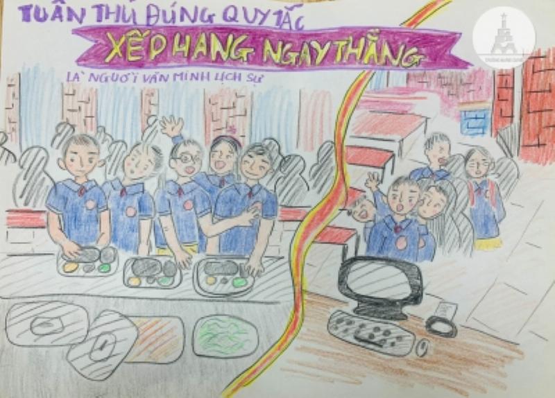Vẽ tranh xếp hàng ngay ngắn