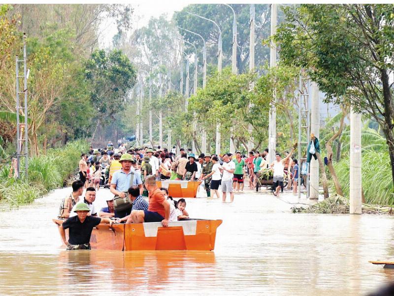 Hình ảnh kết hợp giữa hậu quả biến đổi khí hậu (lũ lụt, hạn hán) và giải pháp (năng lượng tái tạo, trồng cây), nhấn mạnh liên kết nguyên nhân - hậu quả - hành động.