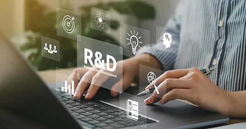 R&D là gì: Quy trình R&D minh họa các giai đoạn từ ý tưởng ban đầu đến phát triển và thử nghiệm sản phẩm.